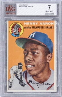 1954 Topps #128 Hank Aaron Rookie Card – BVG NM 7 